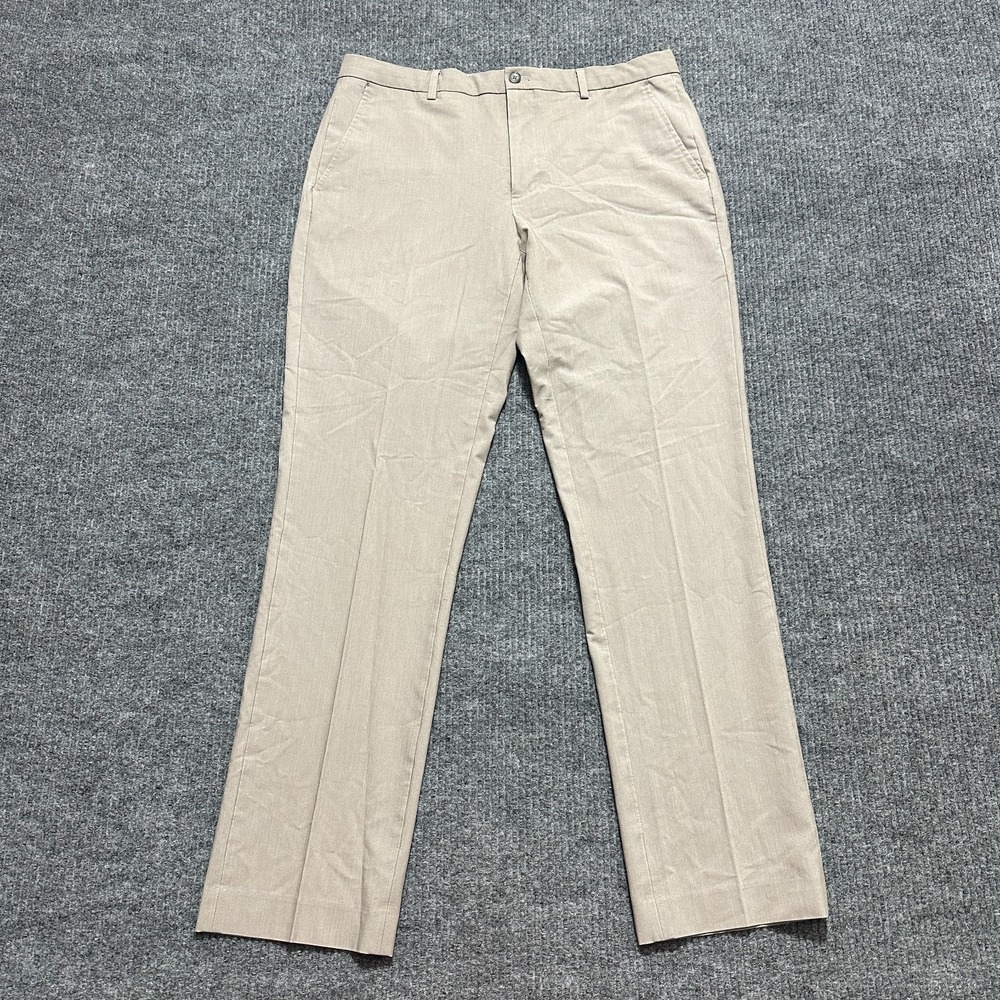 Calvin Klein Body Fit Mens Pants Size 32x32 Beige Chino Flat Front Low Rise